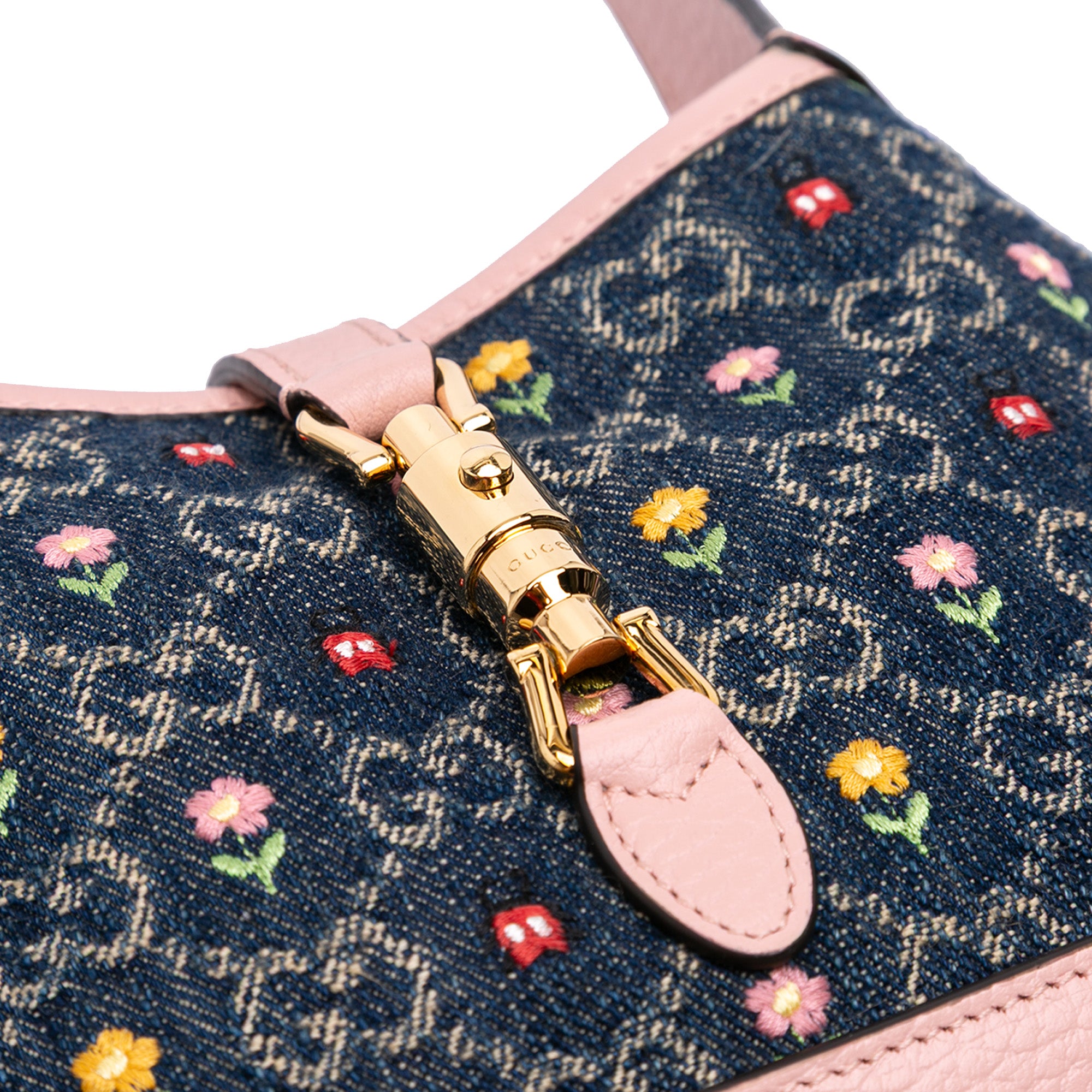 Limited Edition Mini GG Denim Embroidered Floral Jackie 1961 Crossbody