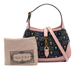 Limited Edition Mini GG Denim Embroidered Floral Jackie 1961 Crossbody