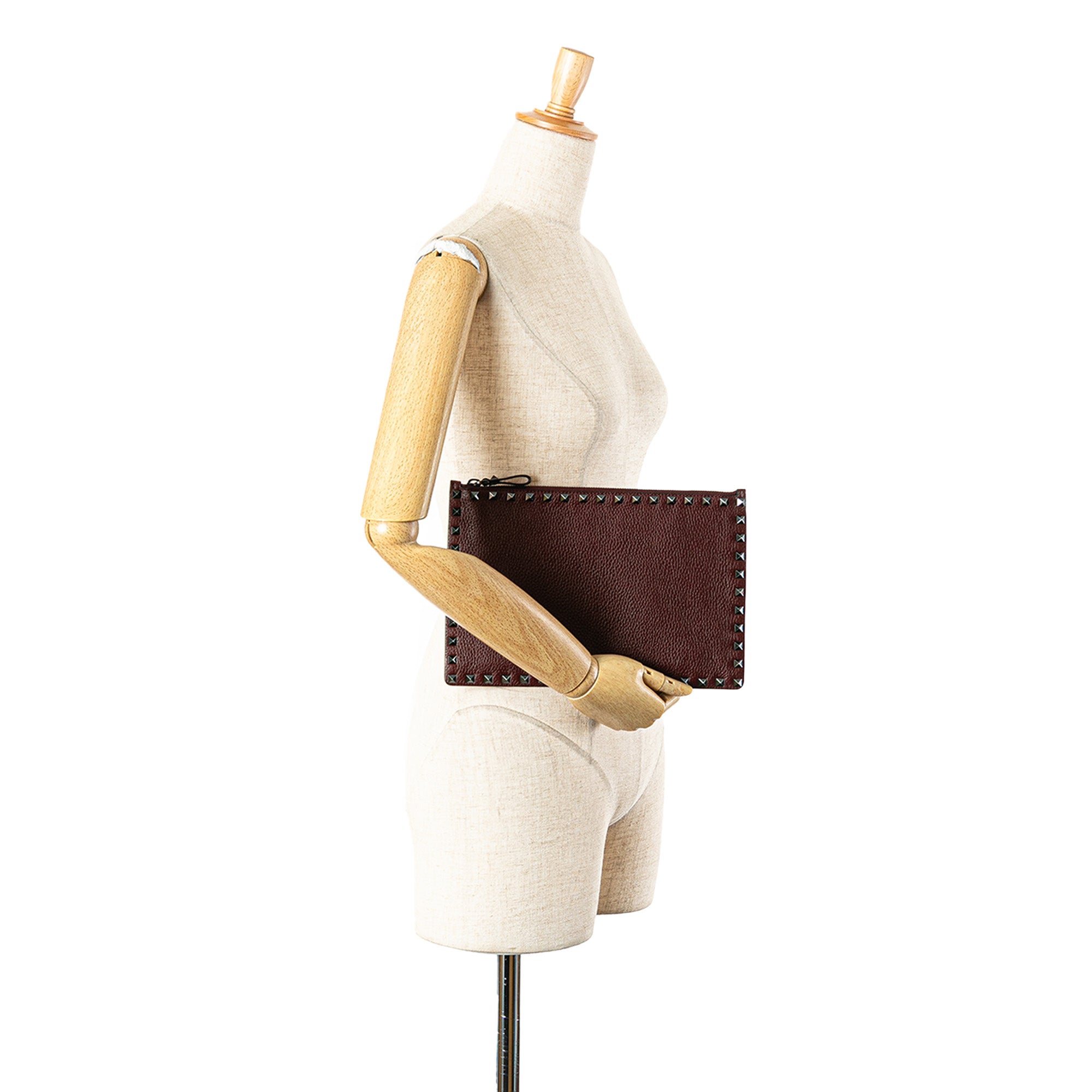 Rockstud Leather Clutch