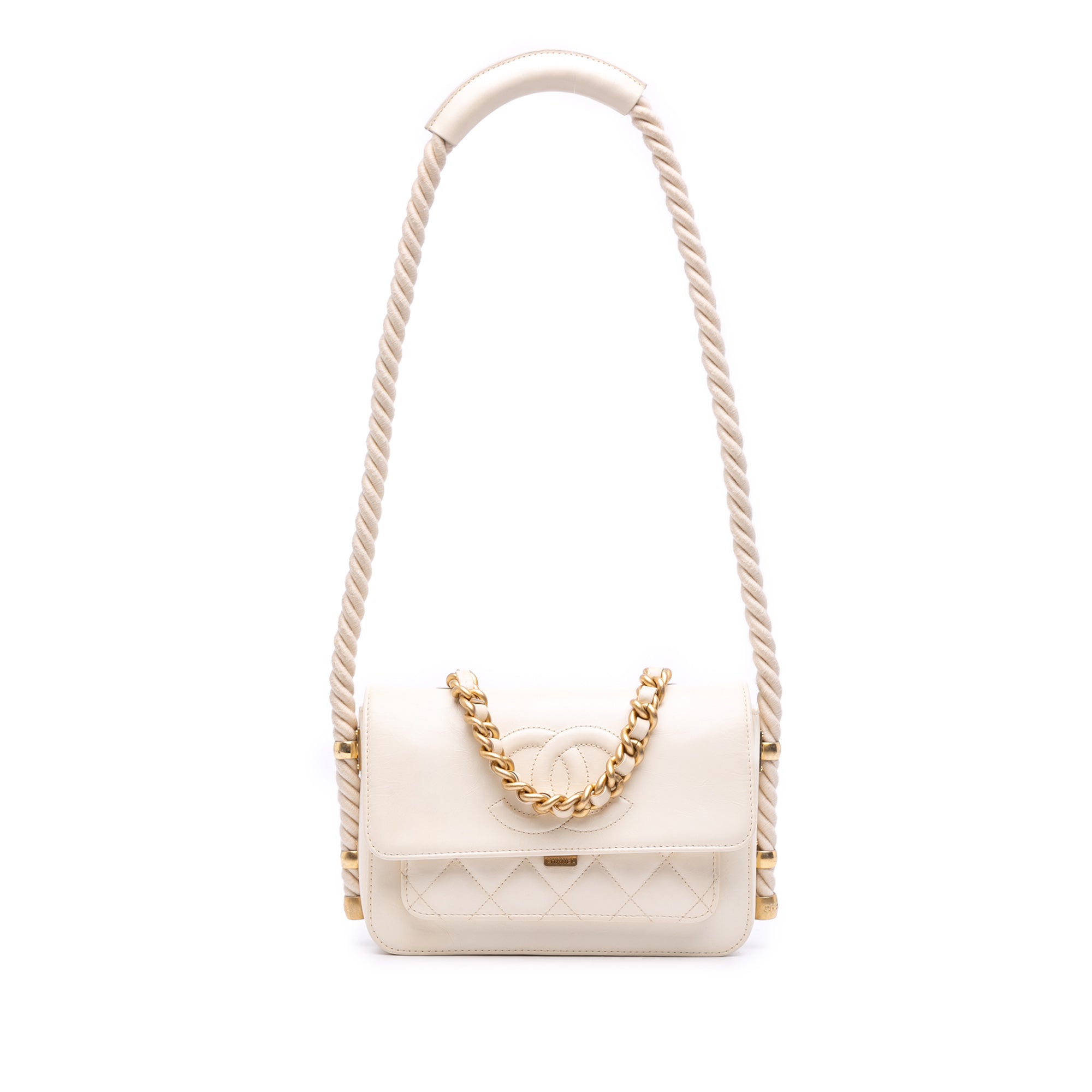Crumpled Calfskin En Vogue Rope Flap