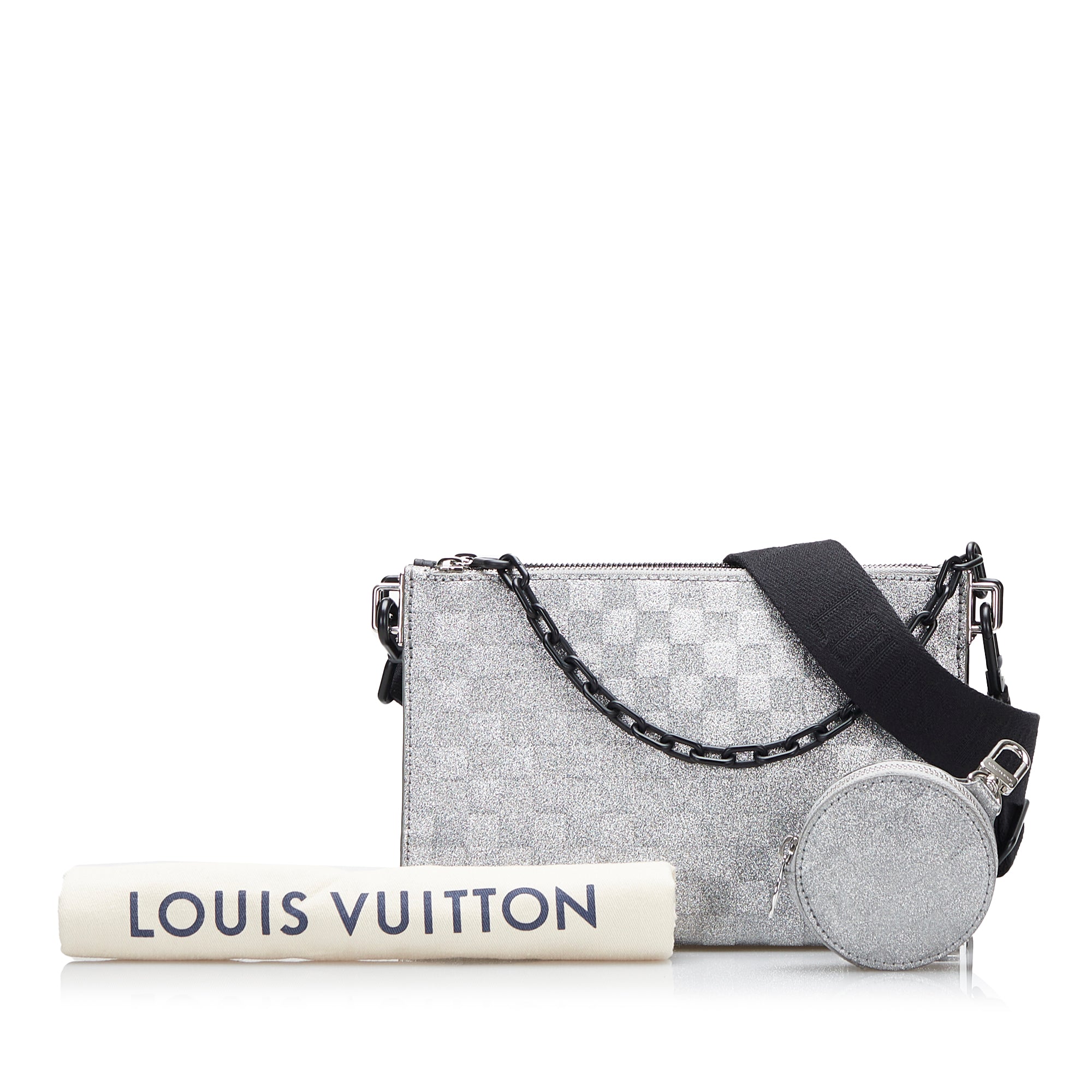 Damier Glitter Taurillon In The Loop Trio Pouch
