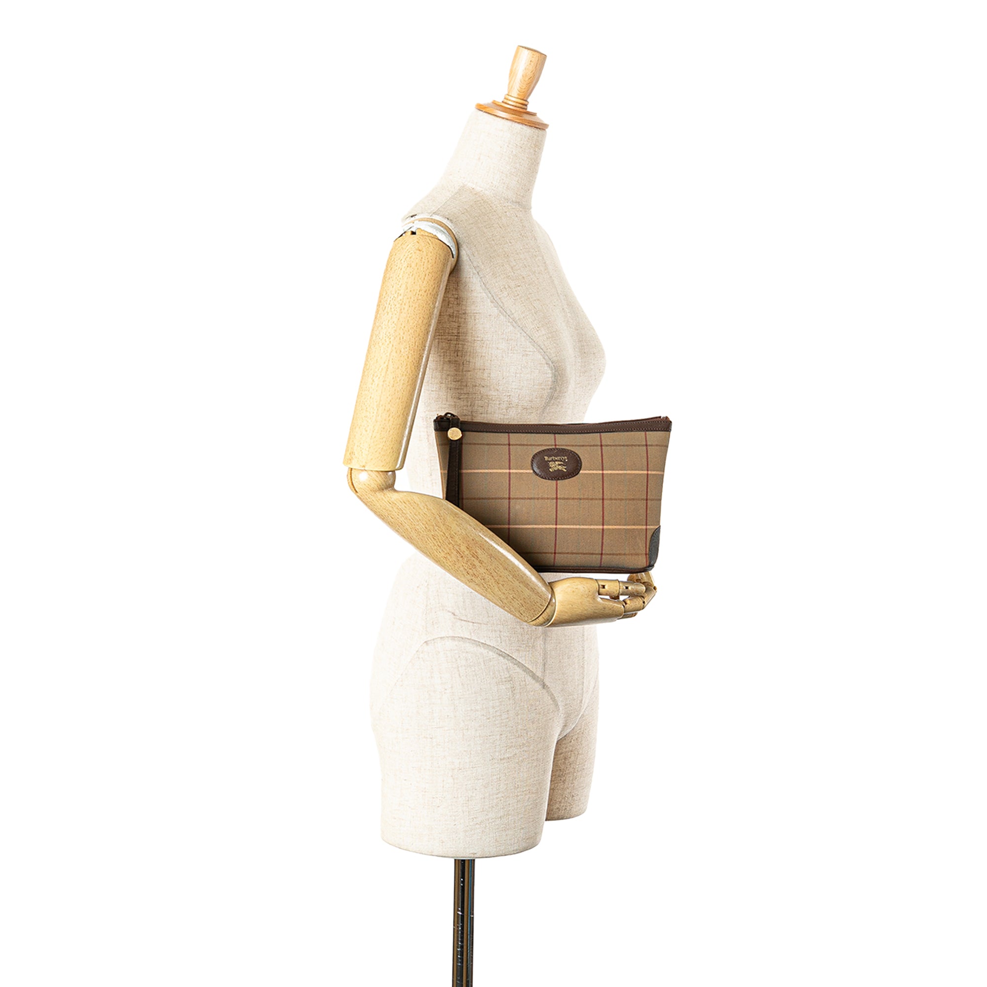 Vintage Check Canvas Wristlet Clutch
