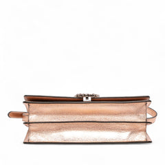 Metallic Leather Crystal Embellished Broadway Clutch on Strap
