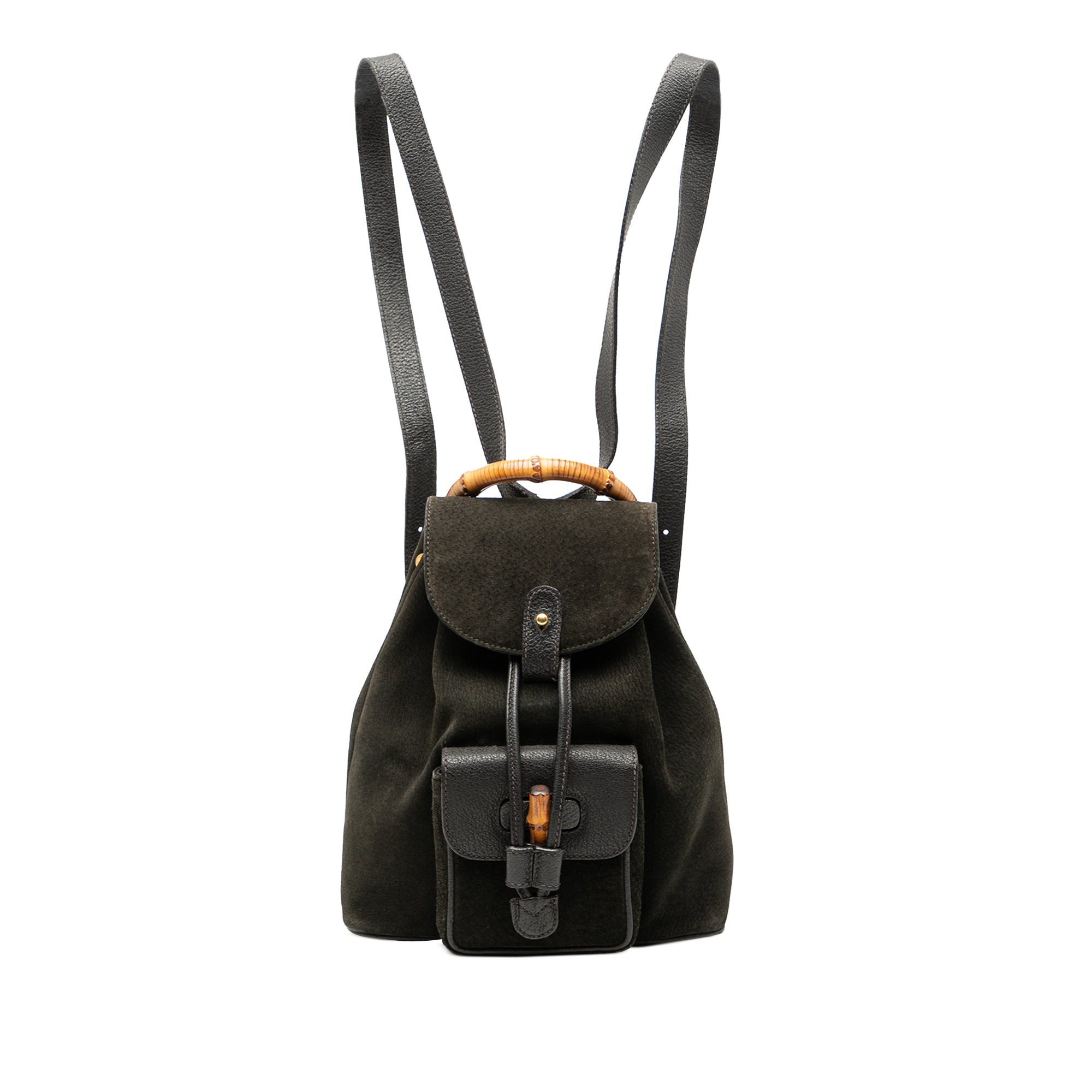 Suede Bamboo Drawstring Backpack