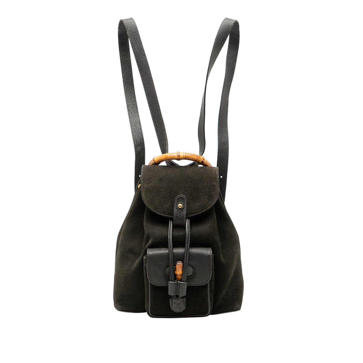 Suede Bamboo Drawstring Backpack