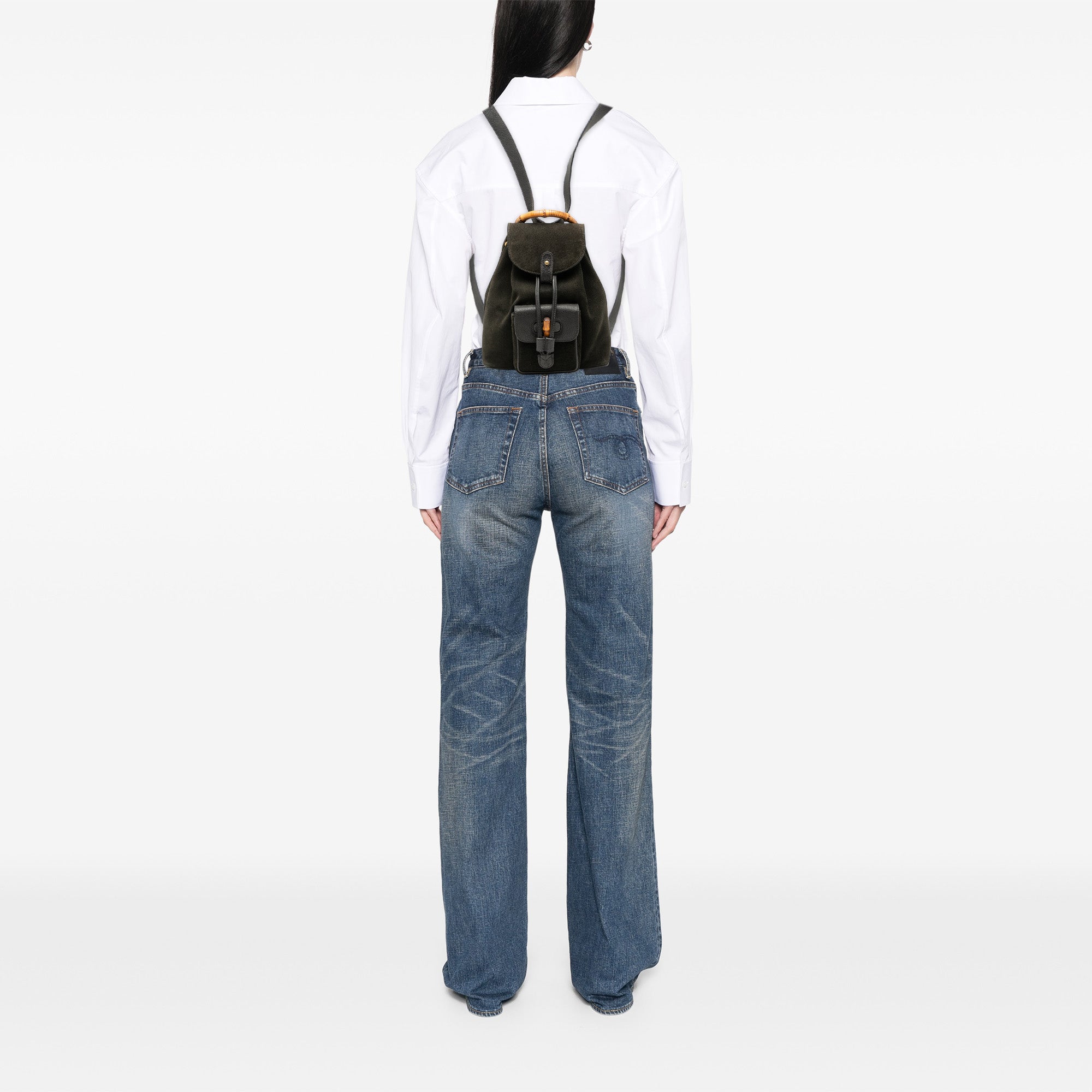 Suede Bamboo Drawstring Backpack