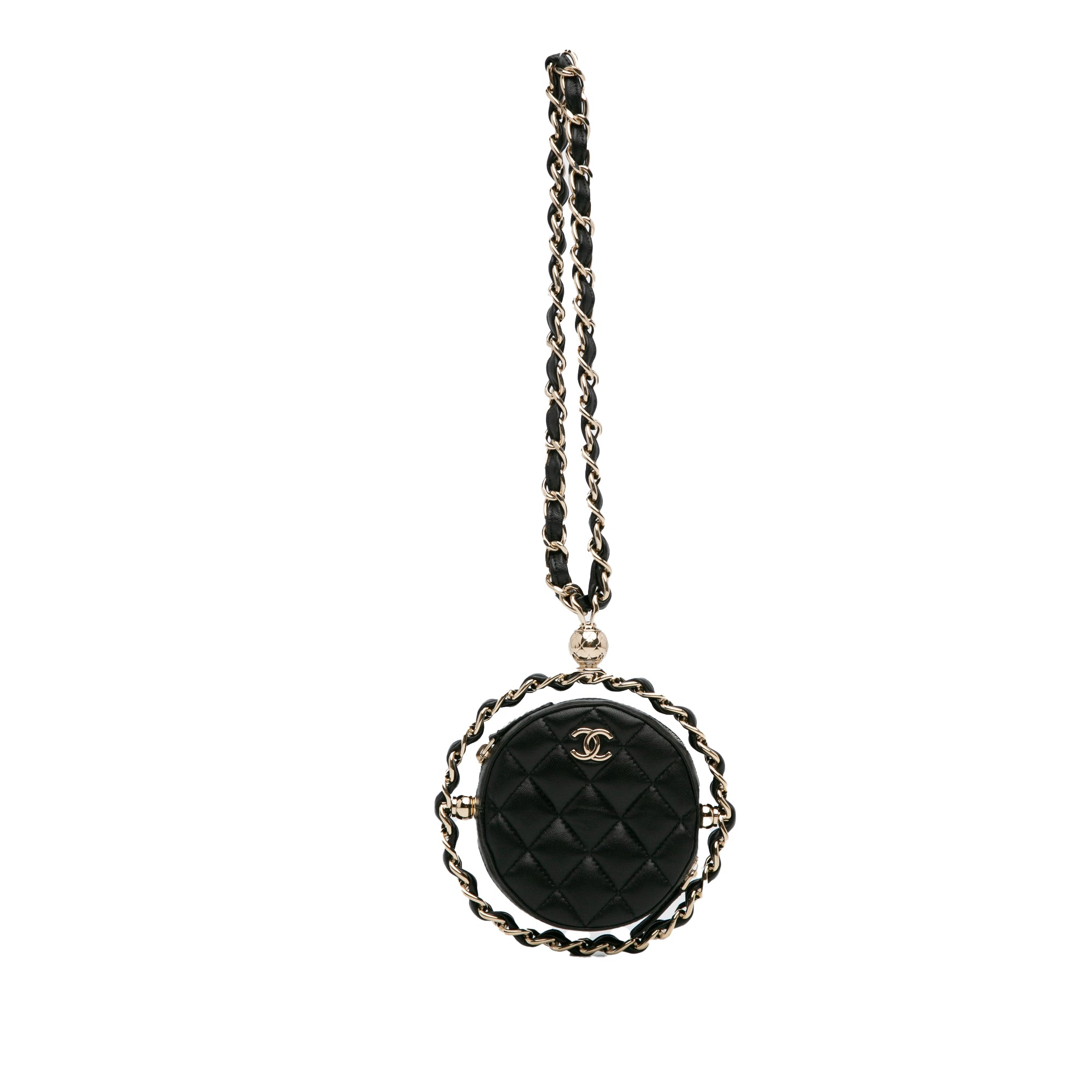 CC Quilted Lambskin Round Chain Around Clutch With Chain_0