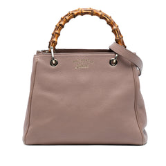 Small Calfskin Bamboo Shopper Satchel