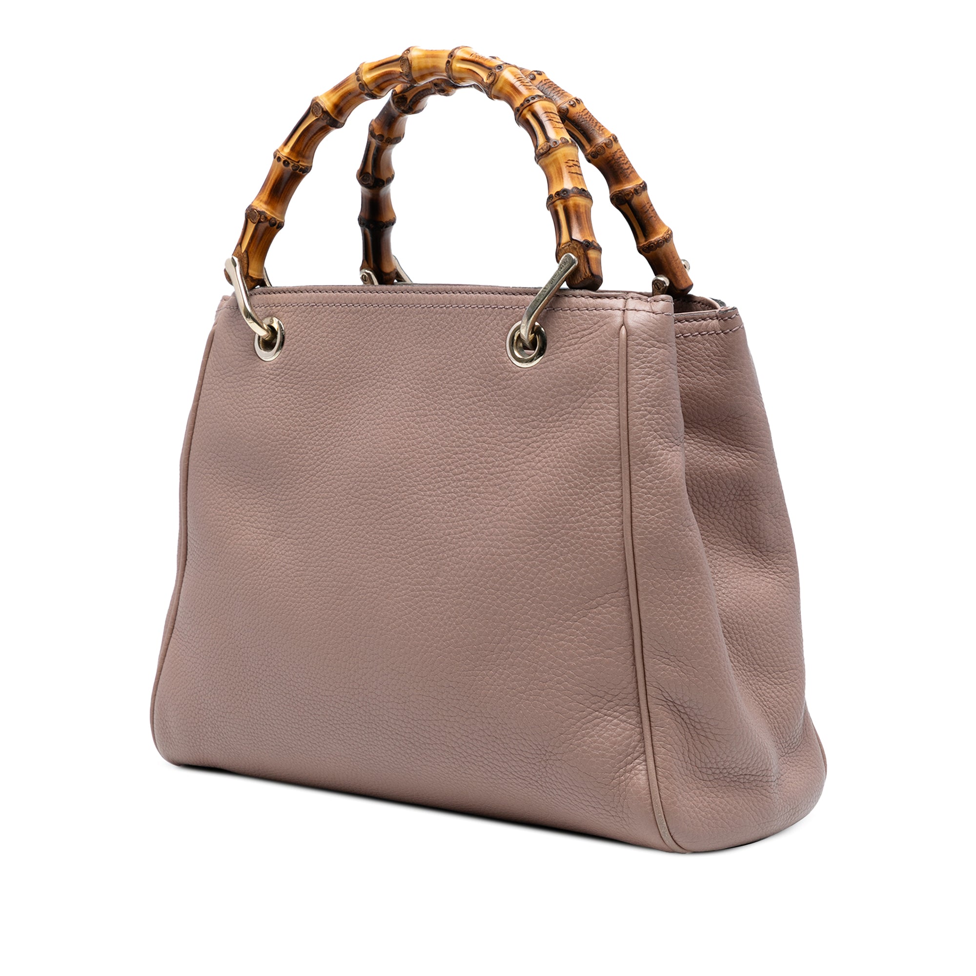Small Calfskin Bamboo Shopper Satchel