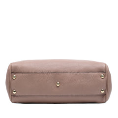 Small Calfskin Bamboo Shopper Satchel