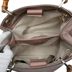 Small Calfskin Bamboo Shopper Satchel