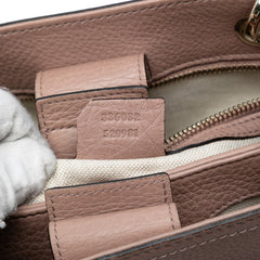 Small Calfskin Bamboo Shopper Satchel