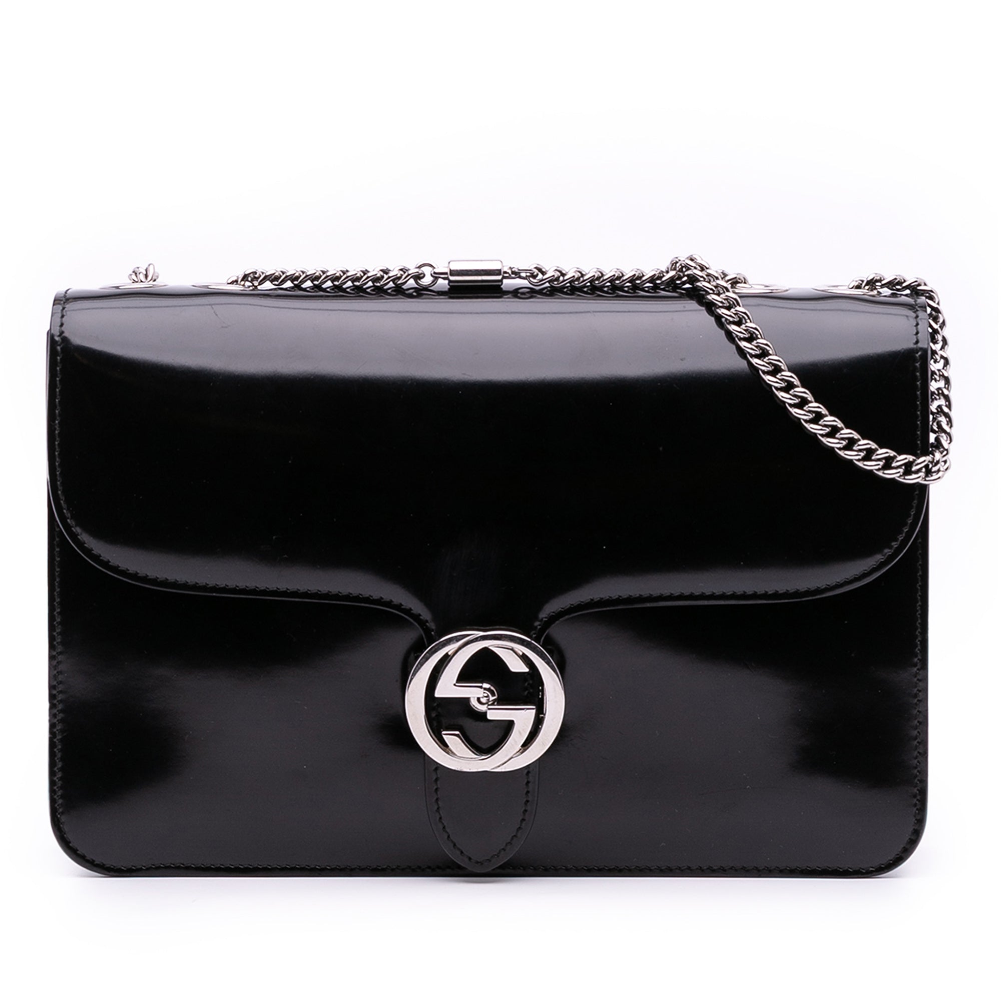 Medium Patent Dollar Interlocking G Crossbody