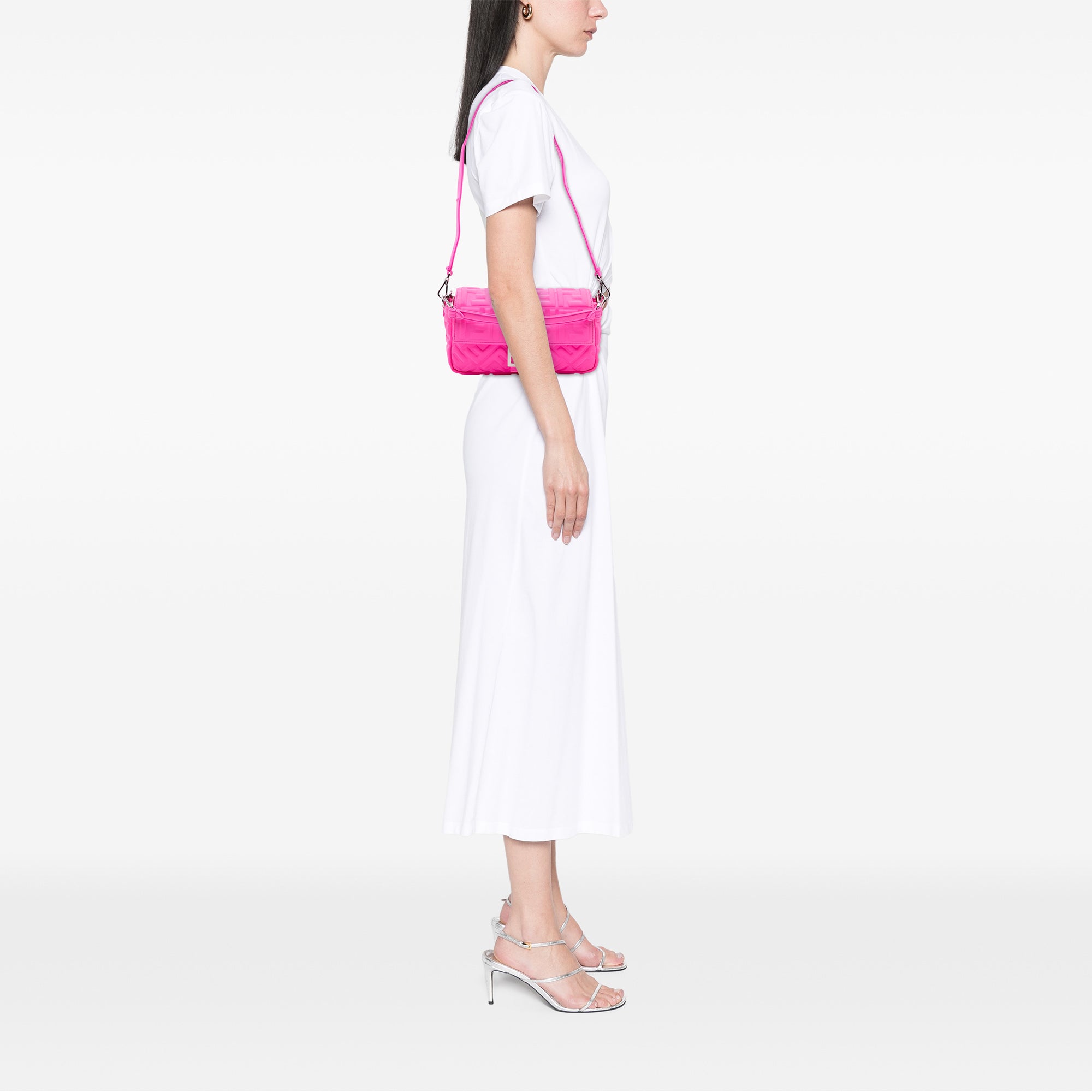 Medium Embossed Lycra Baguette Satchel