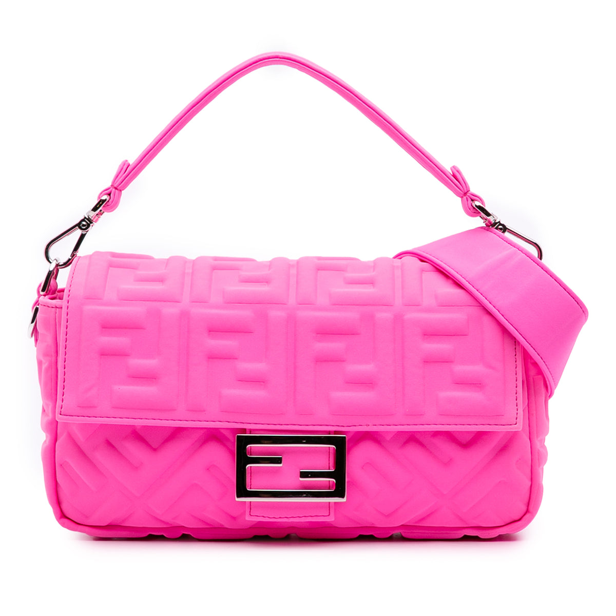 Medium Embossed Lycra Baguette Satchel