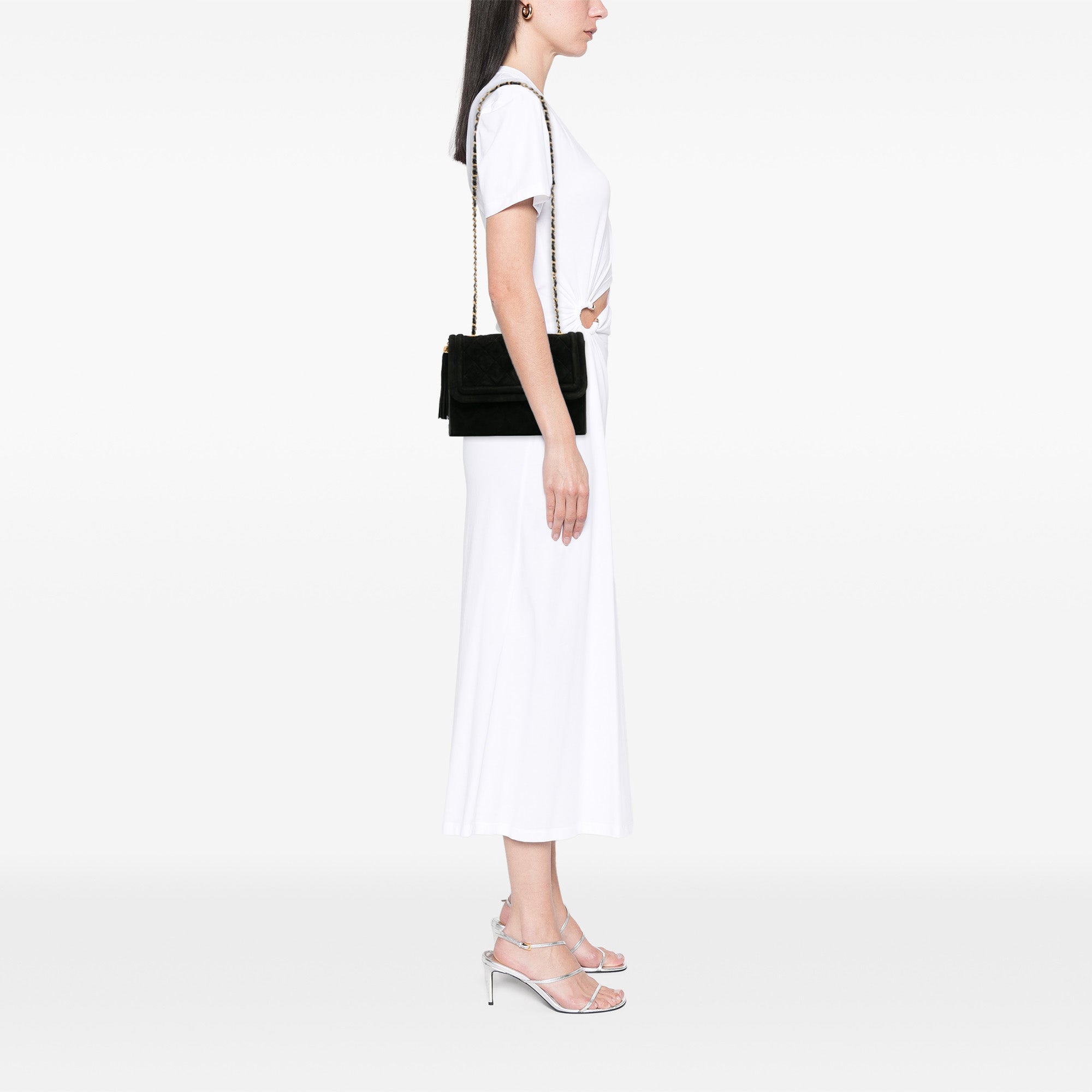 Quilted Suede Tassel Flap