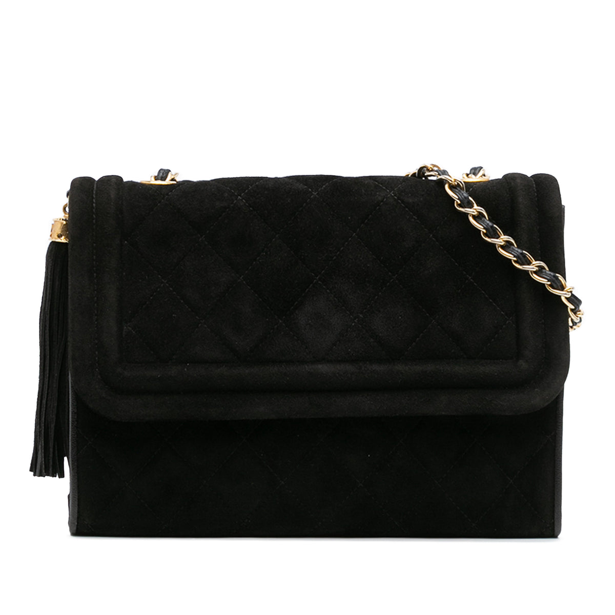 Quilted Suede Tassel Flap