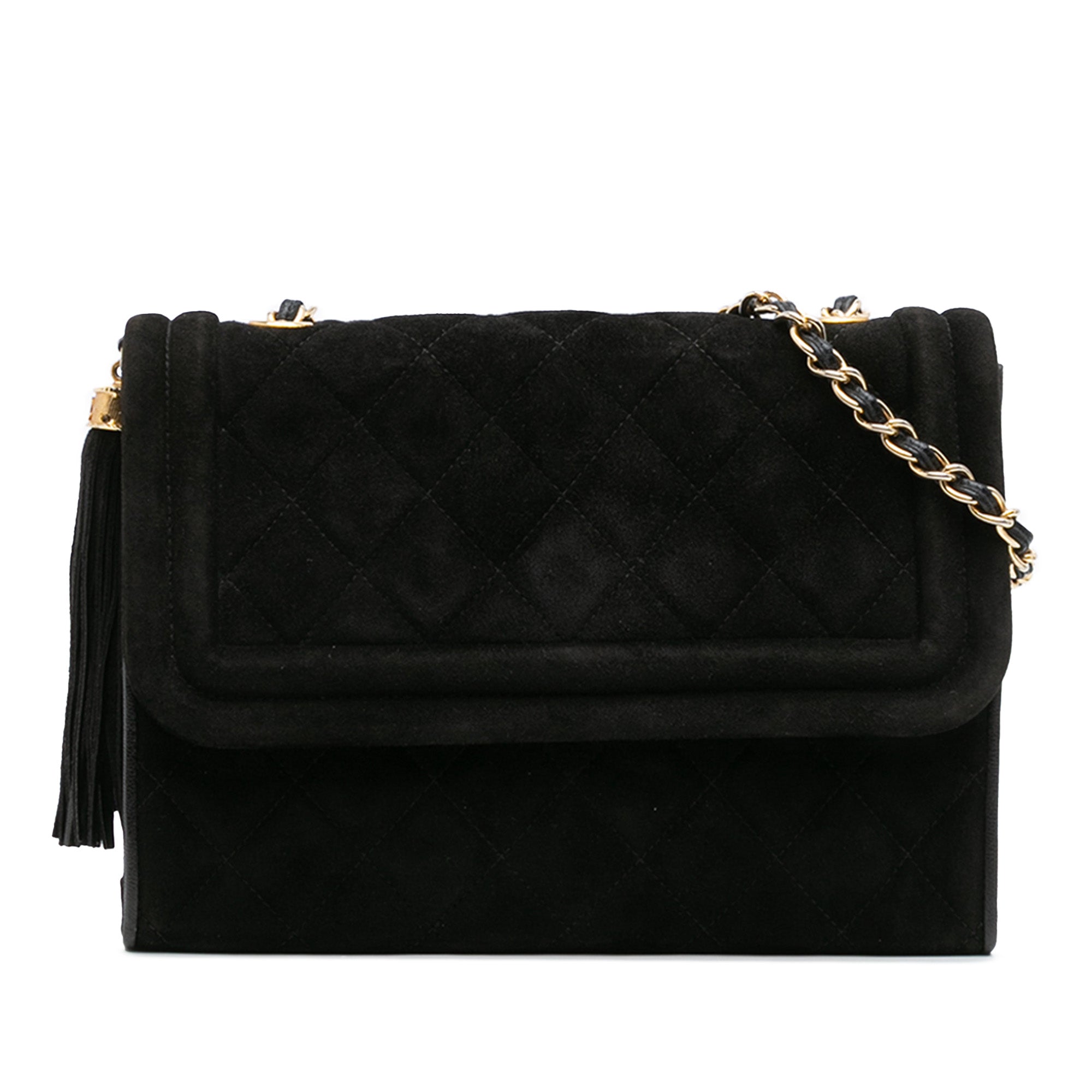 Quilted Suede Tassel Flap