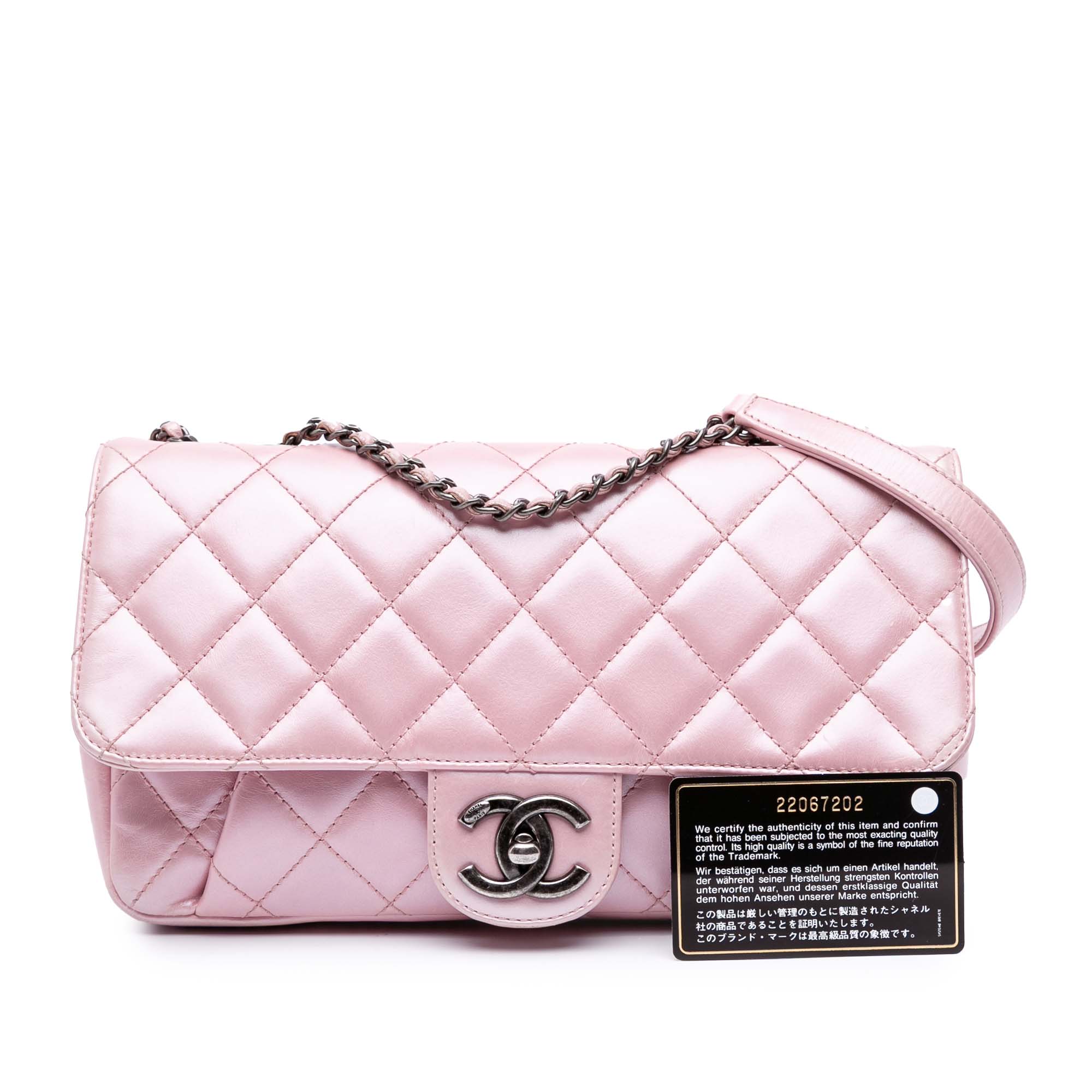 Medium CC Quilted Metallic Calfskin Coco Pleats Flap