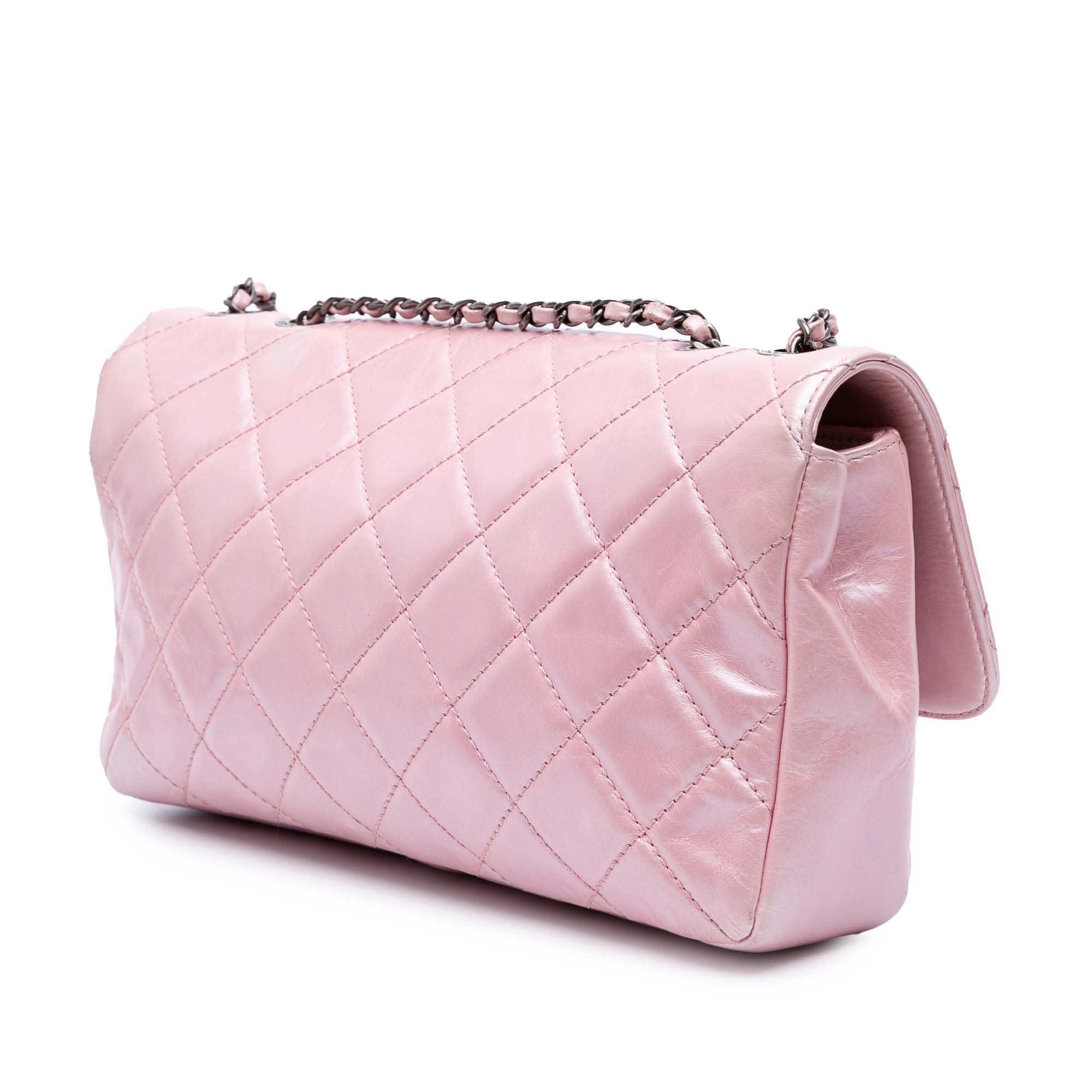 Medium CC Quilted Metallic Calfskin Coco Pleats Flap