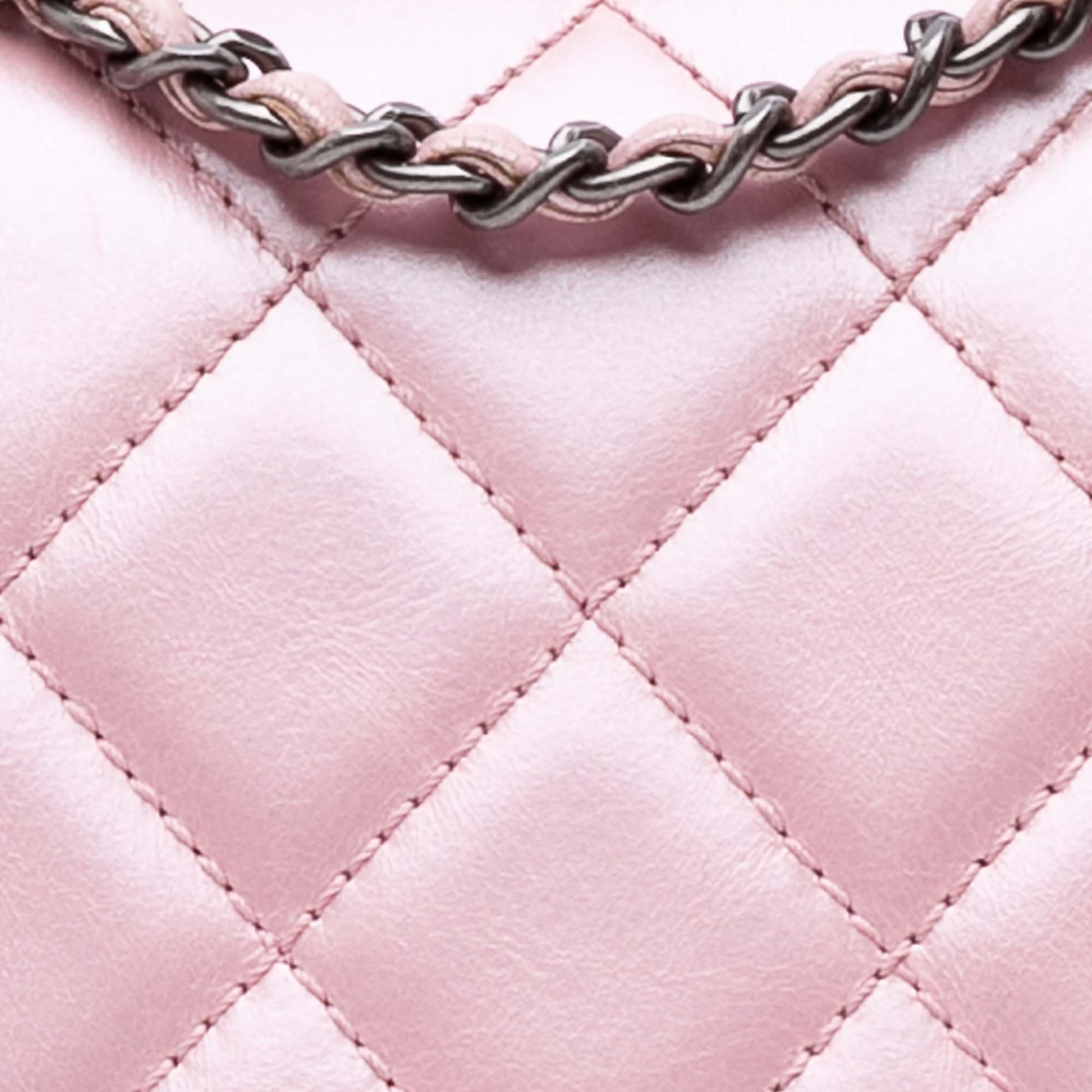 Medium CC Quilted Metallic Calfskin Coco Pleats Flap