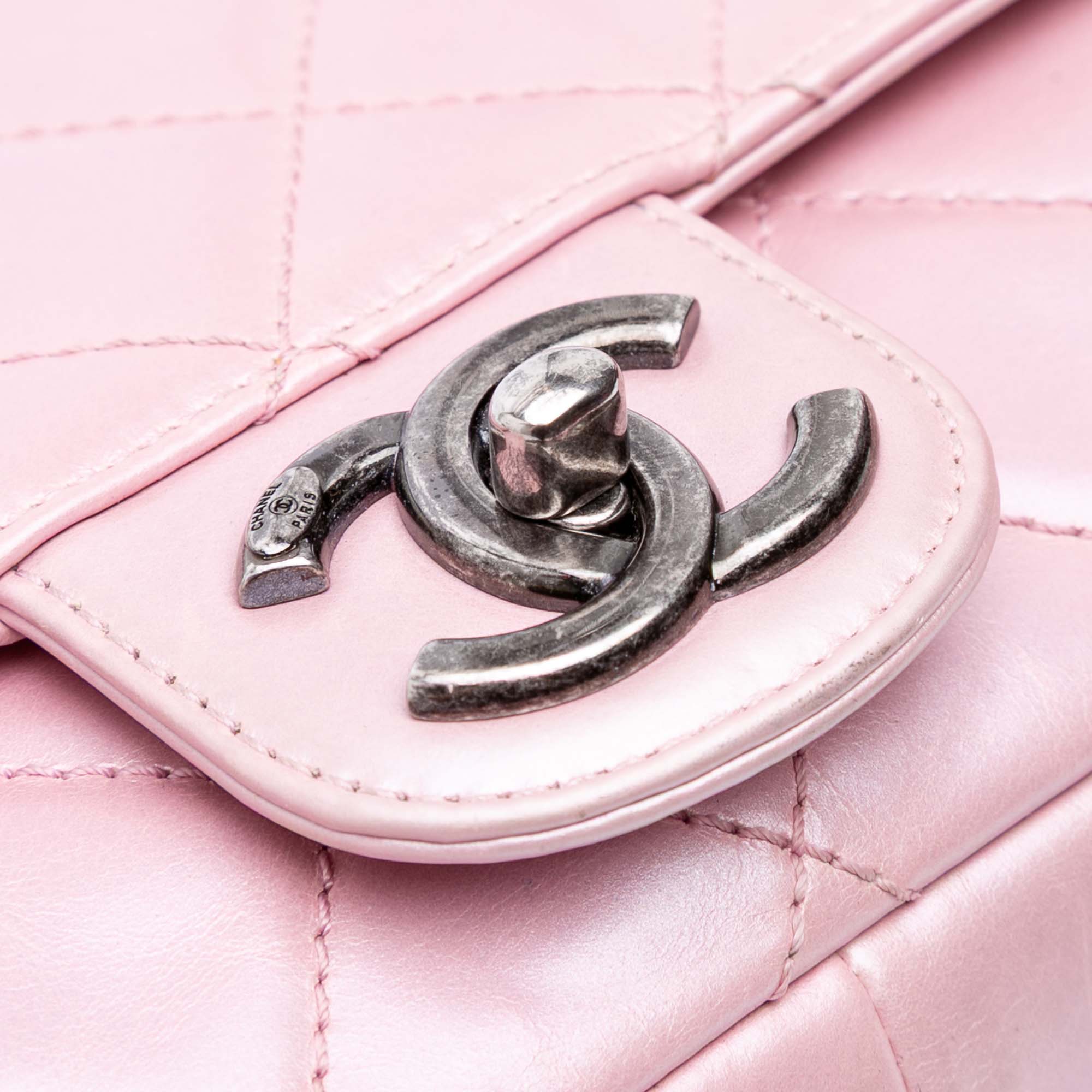 Medium CC Quilted Metallic Calfskin Coco Pleats Flap