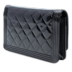 Quilted Patent Boy Wallet on Chain