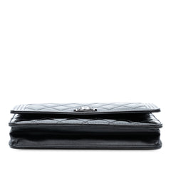 Quilted Patent Boy Wallet on Chain