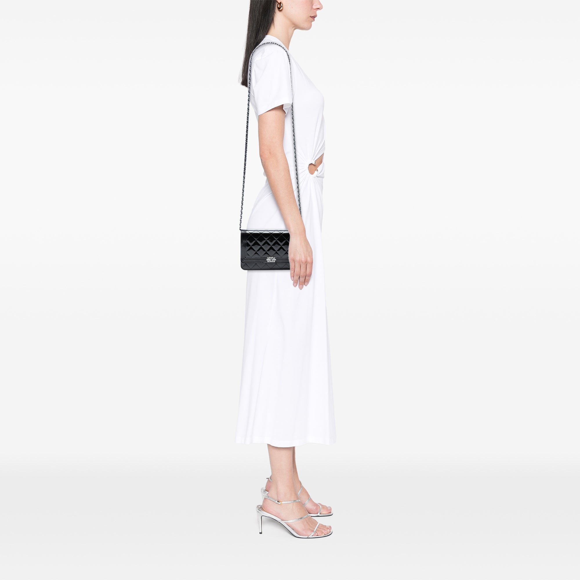 Quilted Patent Boy Wallet on Chain