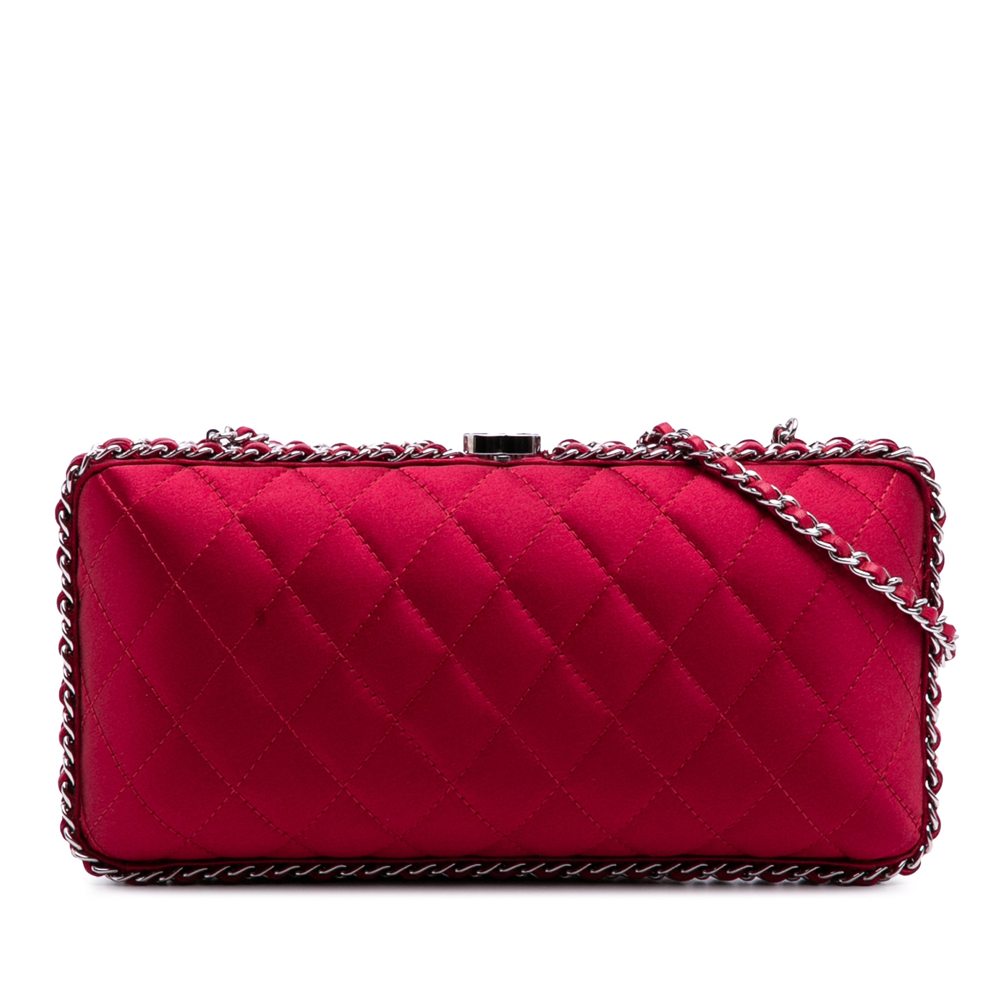 Quilted Satin Chain Around Clutch