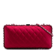Quilted Satin Chain Around Clutch