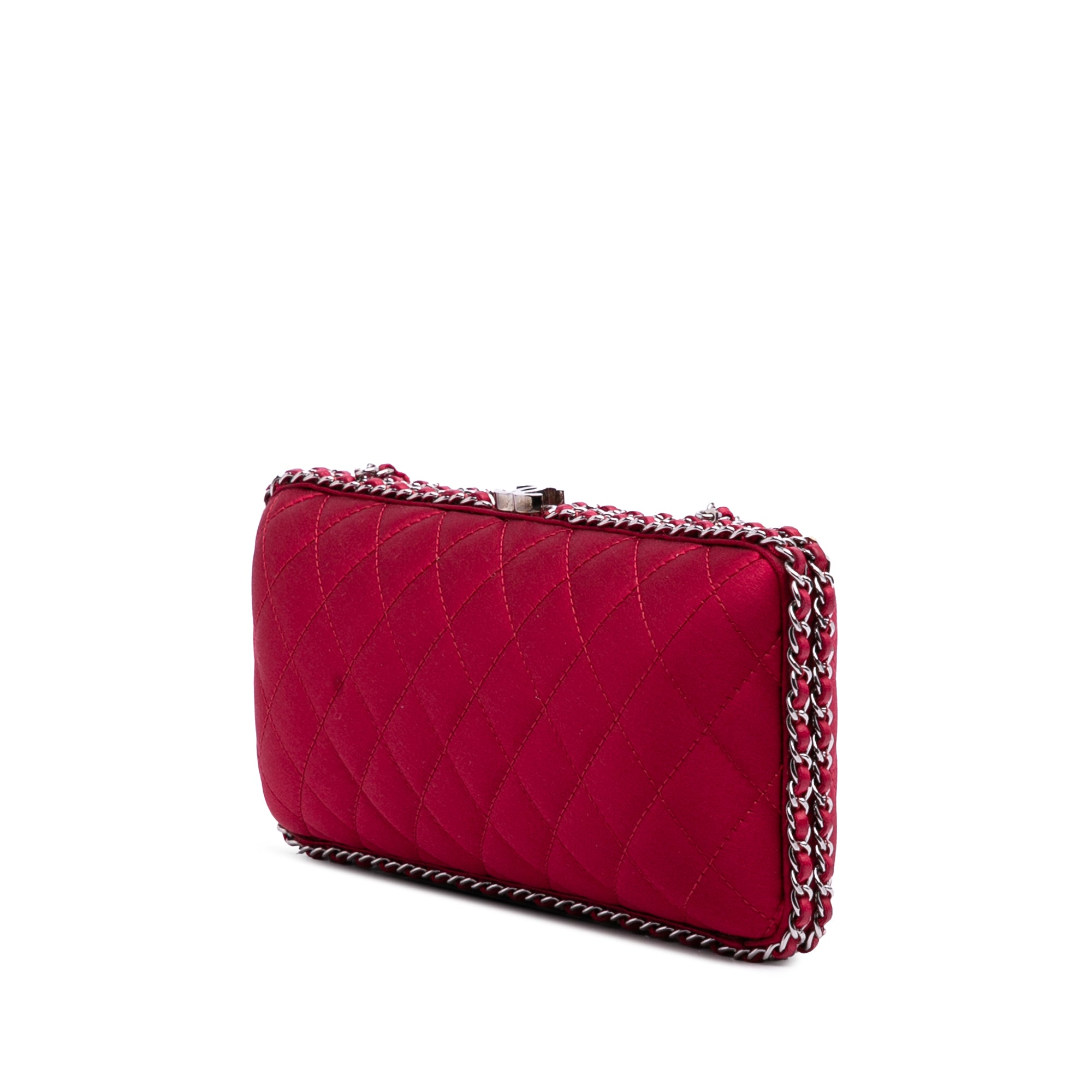 Quilted Satin Chain Around Clutch