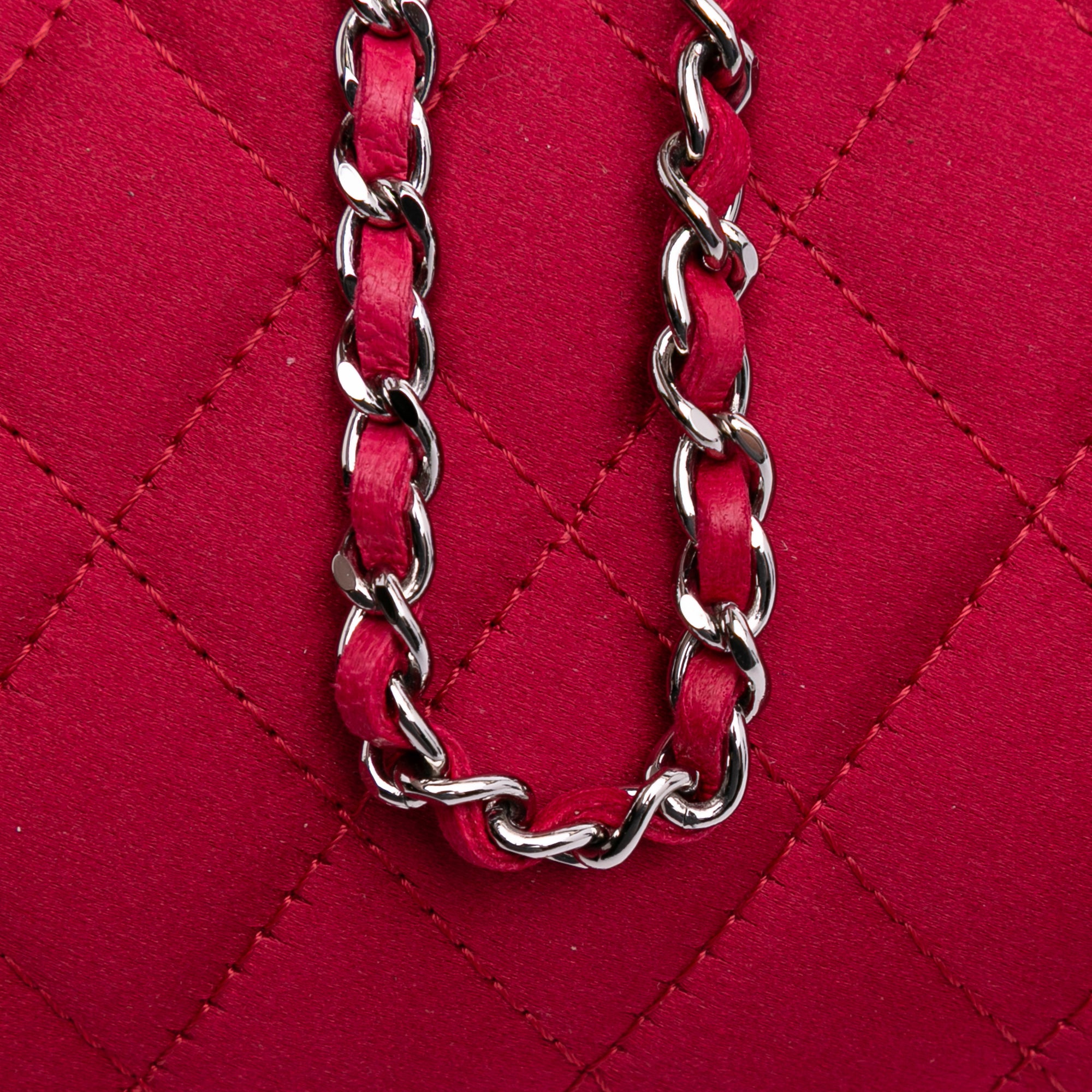 Quilted Satin Chain Around Clutch