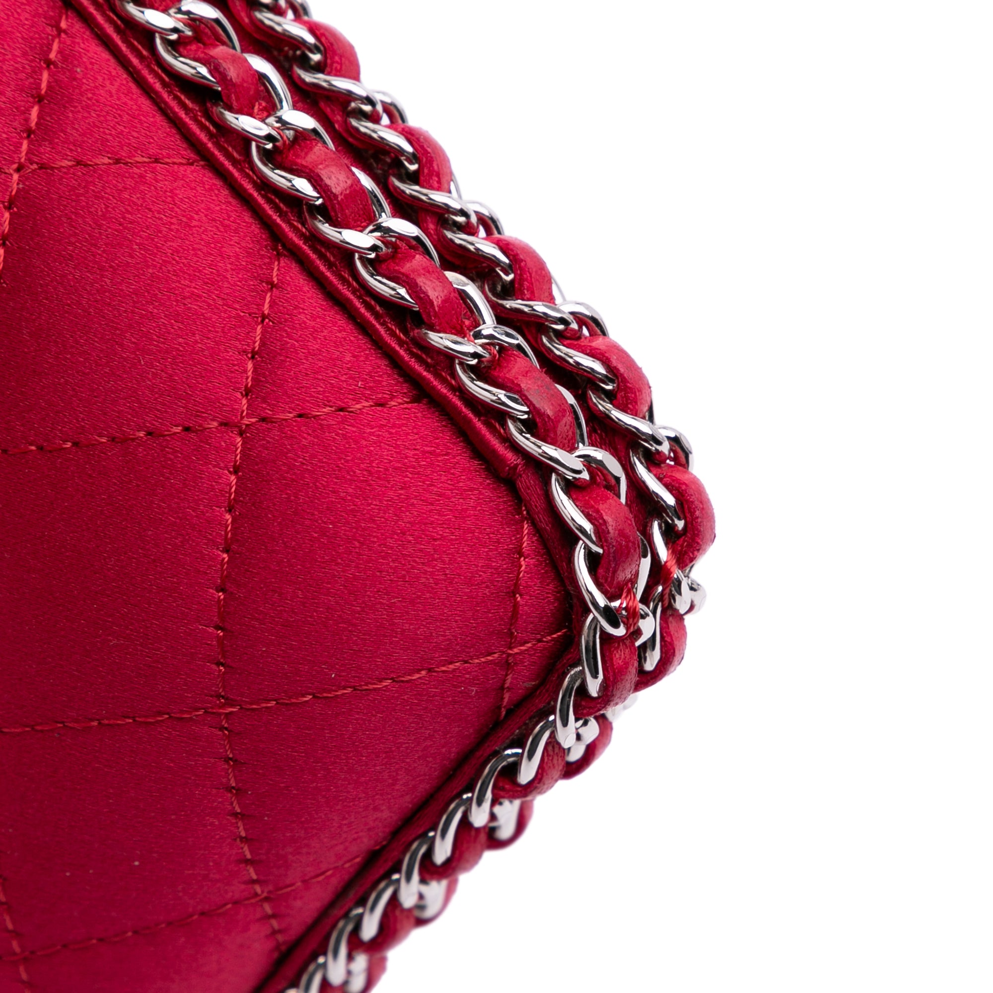 Quilted Satin Chain Around Clutch