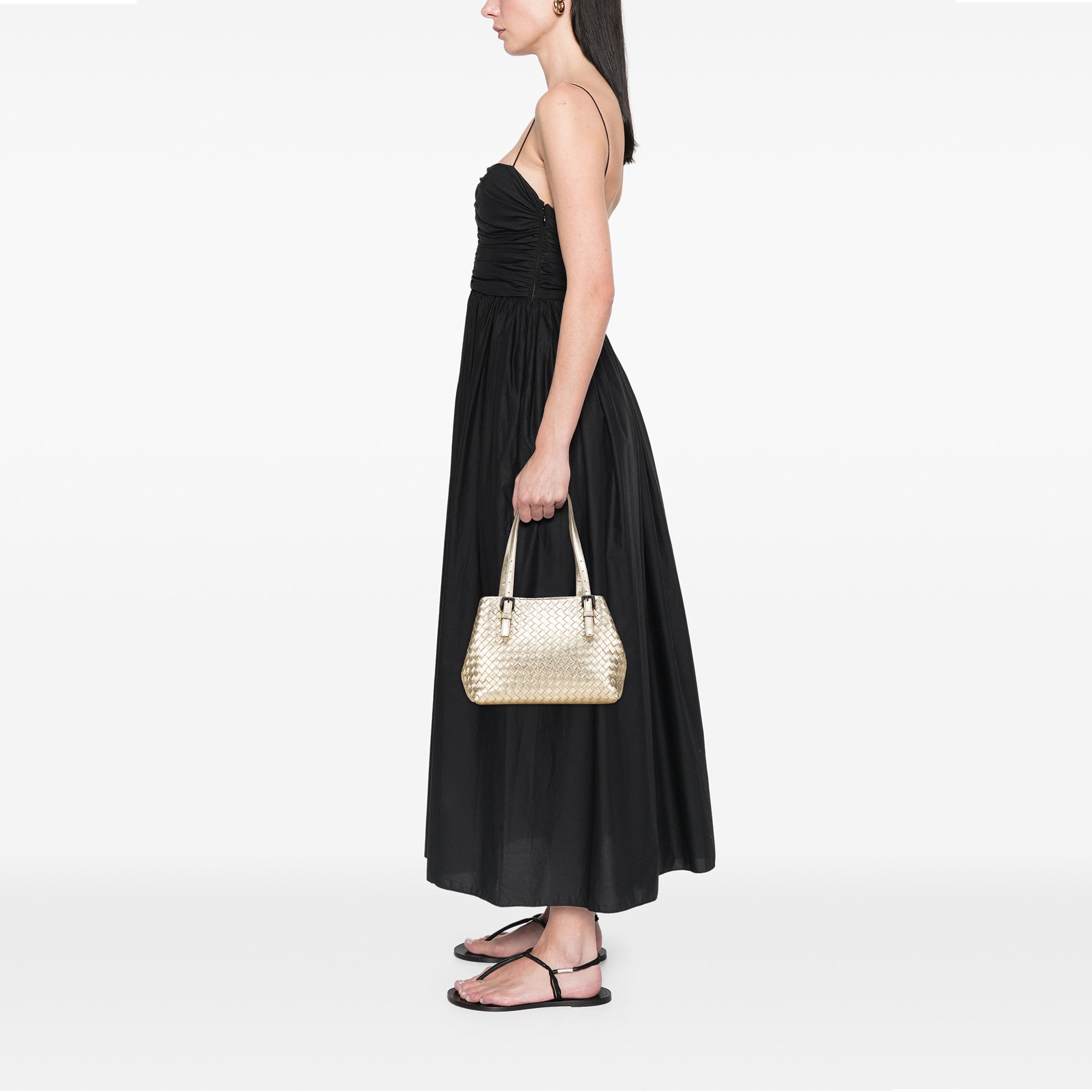 Small Metallic Nappa Intrecciato Cesta Tote