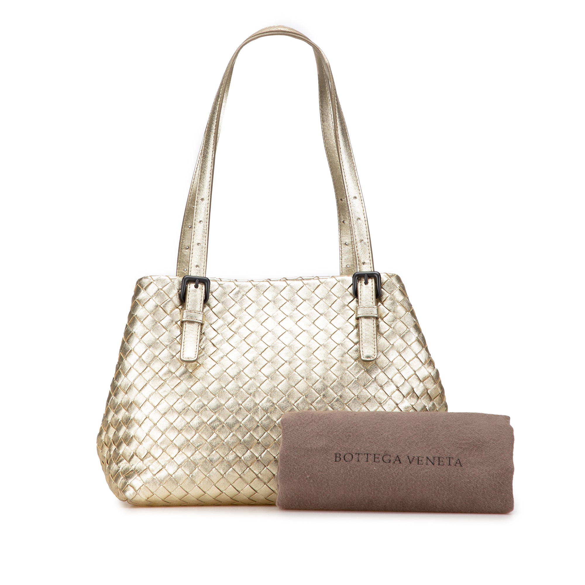 Small Metallic Nappa Intrecciato Cesta Tote
