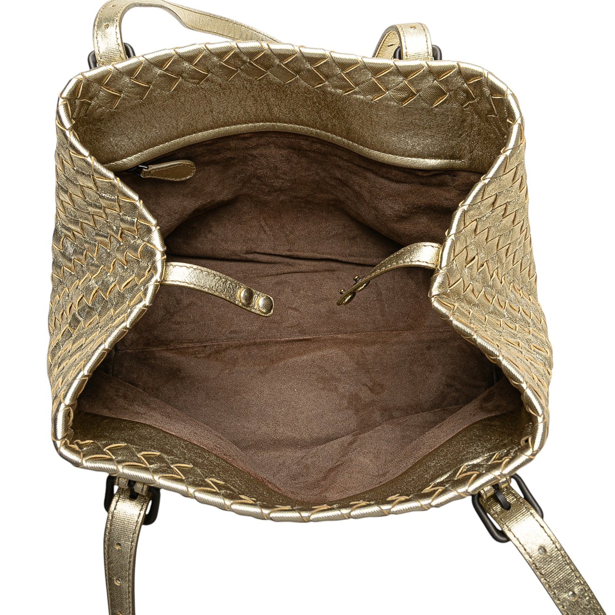 Small Metallic Nappa Intrecciato Cesta Tote