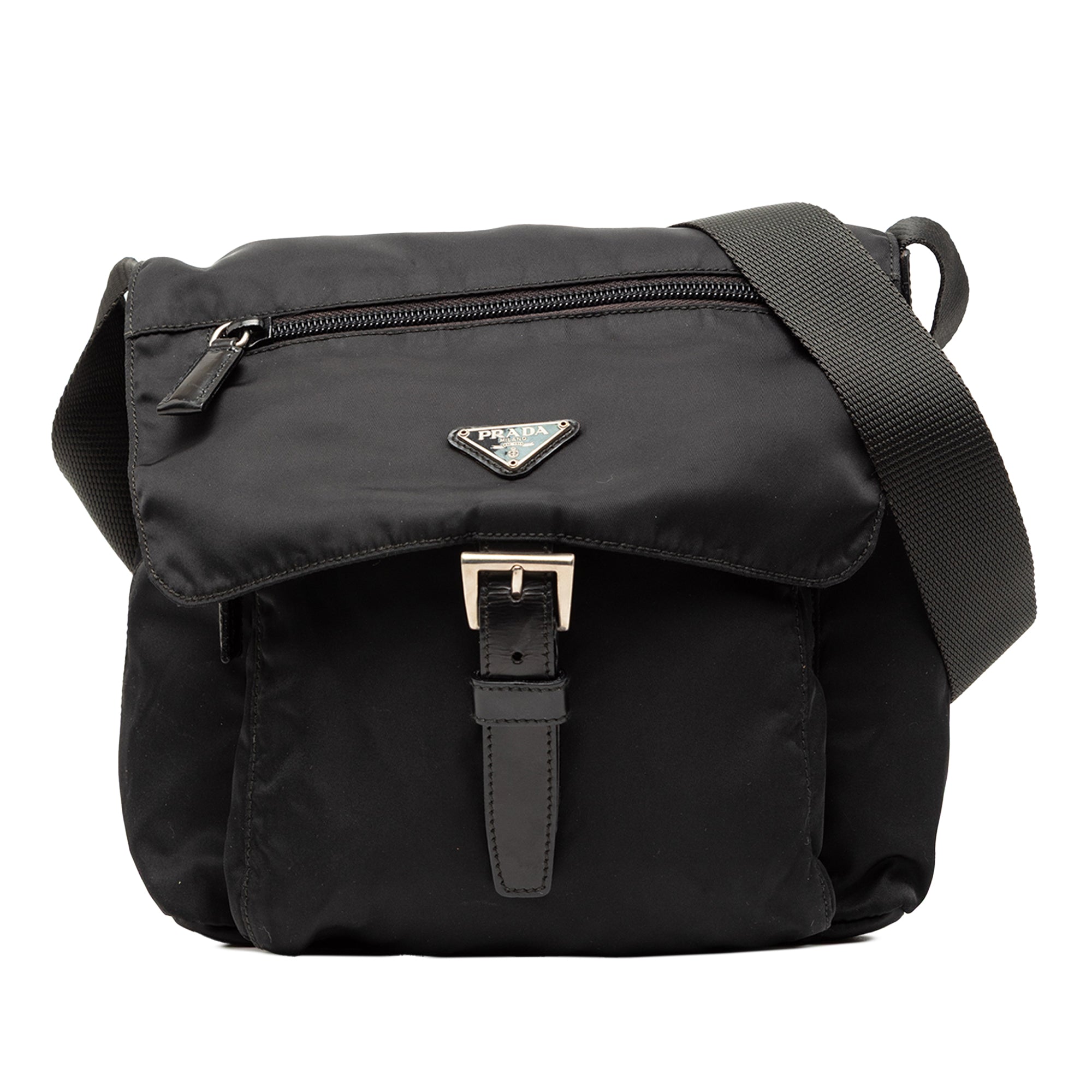 Tessuto Zip Buckle Messenger Bag