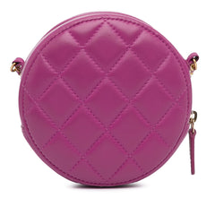 CC Quilted Lambskin Pearl Crush Round Clutch with Chain_3