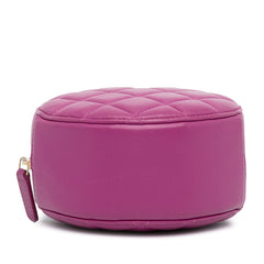 CC Quilted Lambskin Pearl Crush Round Clutch with Chain_4