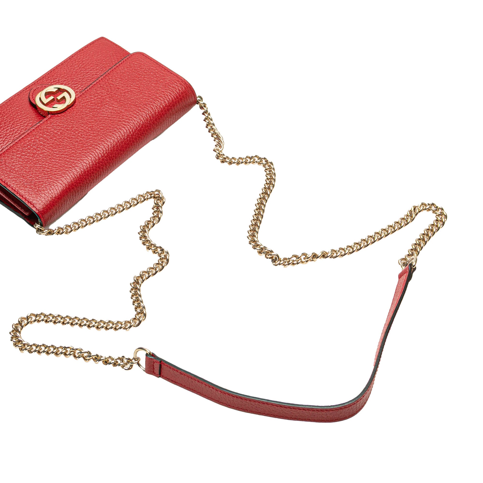 Leather Interlocking G Dollar Wallet on Chain