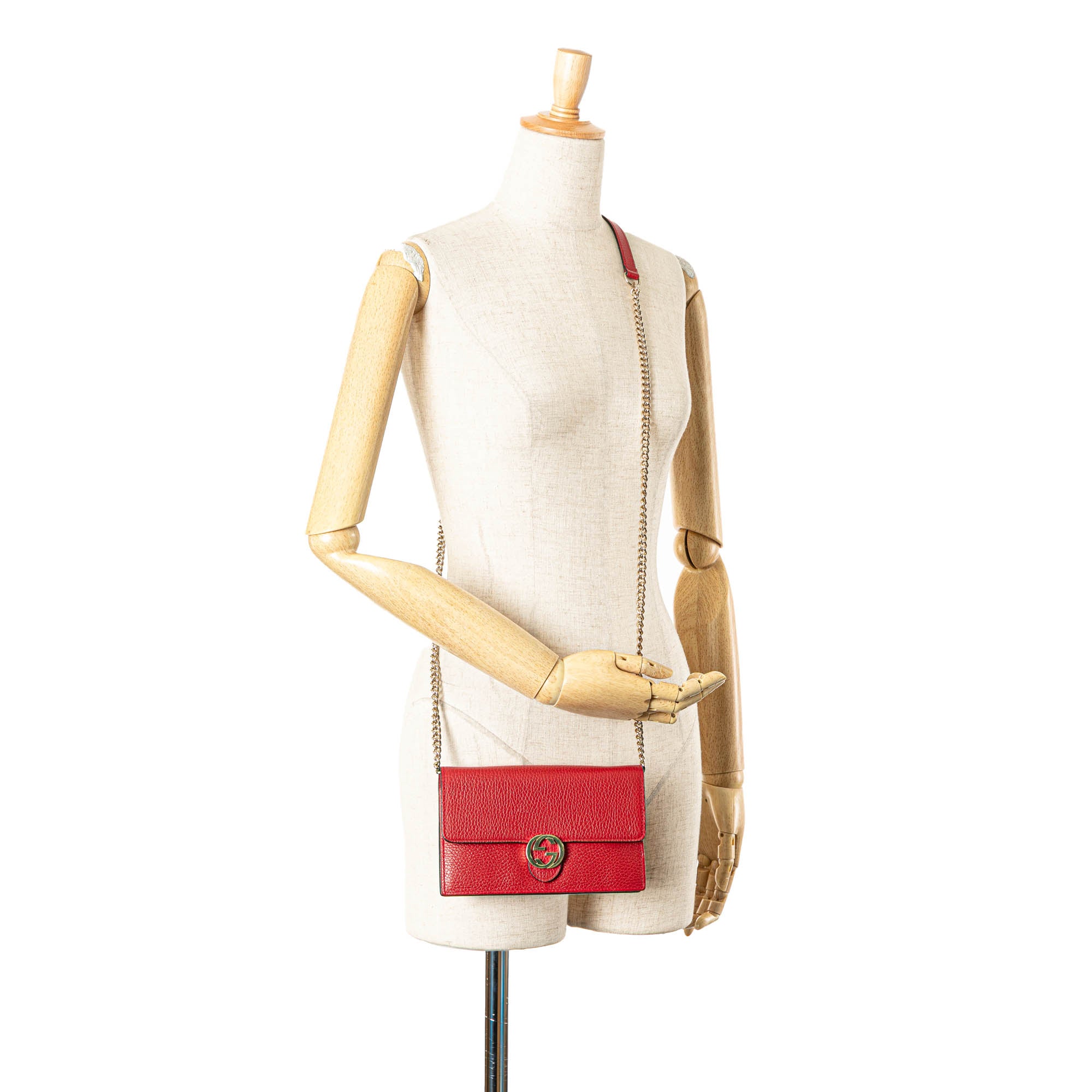 Leather Interlocking G Dollar Wallet on Chain