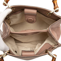 Small Calfskin Bamboo Shopper Satchel