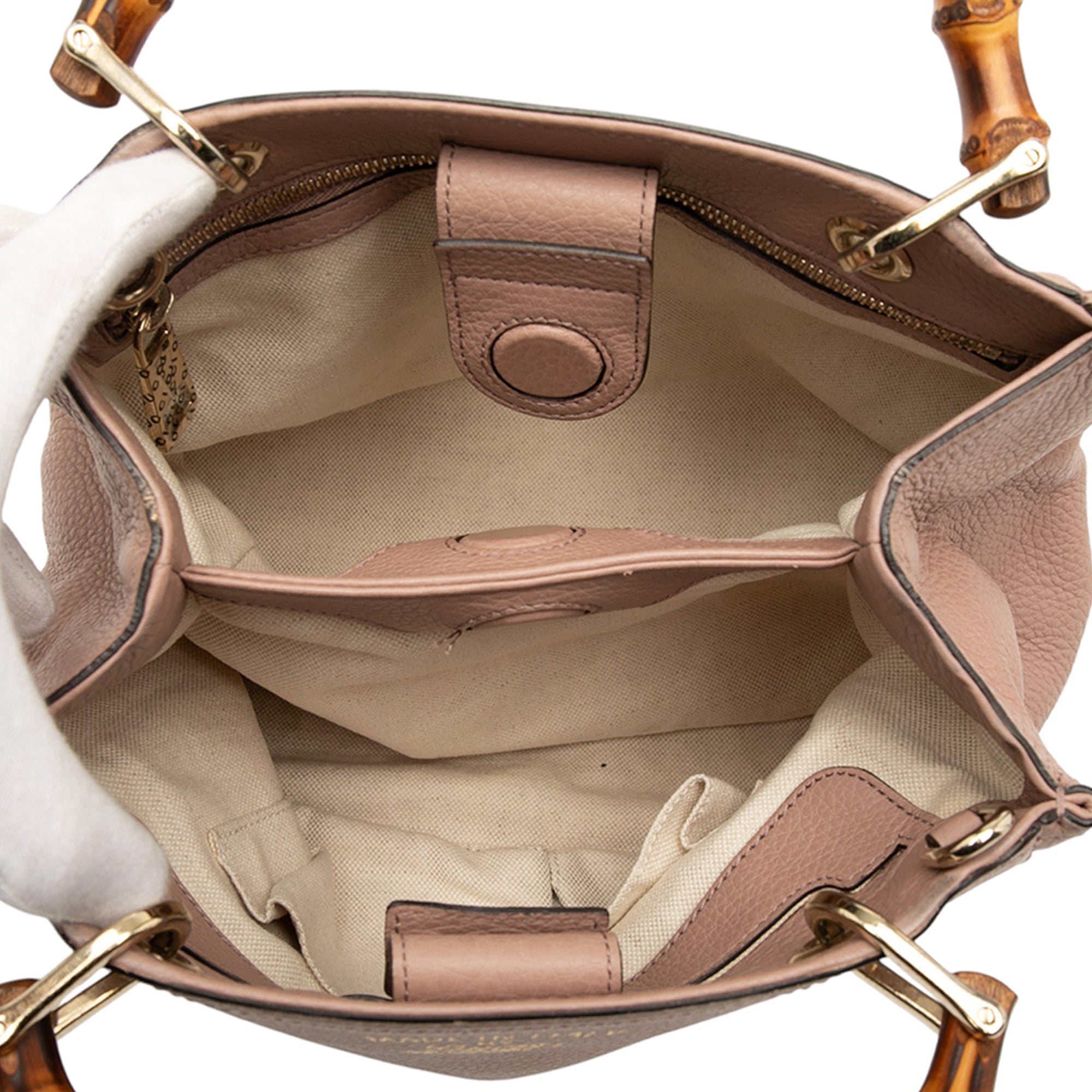 Small Calfskin Bamboo Shopper Satchel