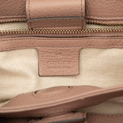 Small Calfskin Bamboo Shopper Satchel