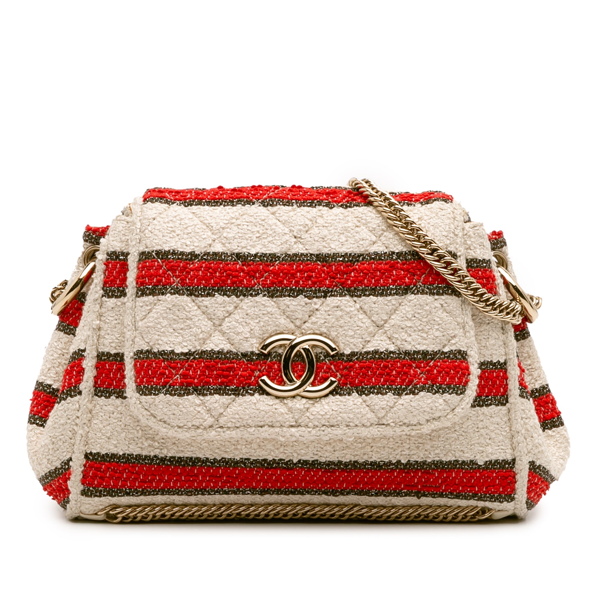 CC Quilted Tweed Striped Single Flap