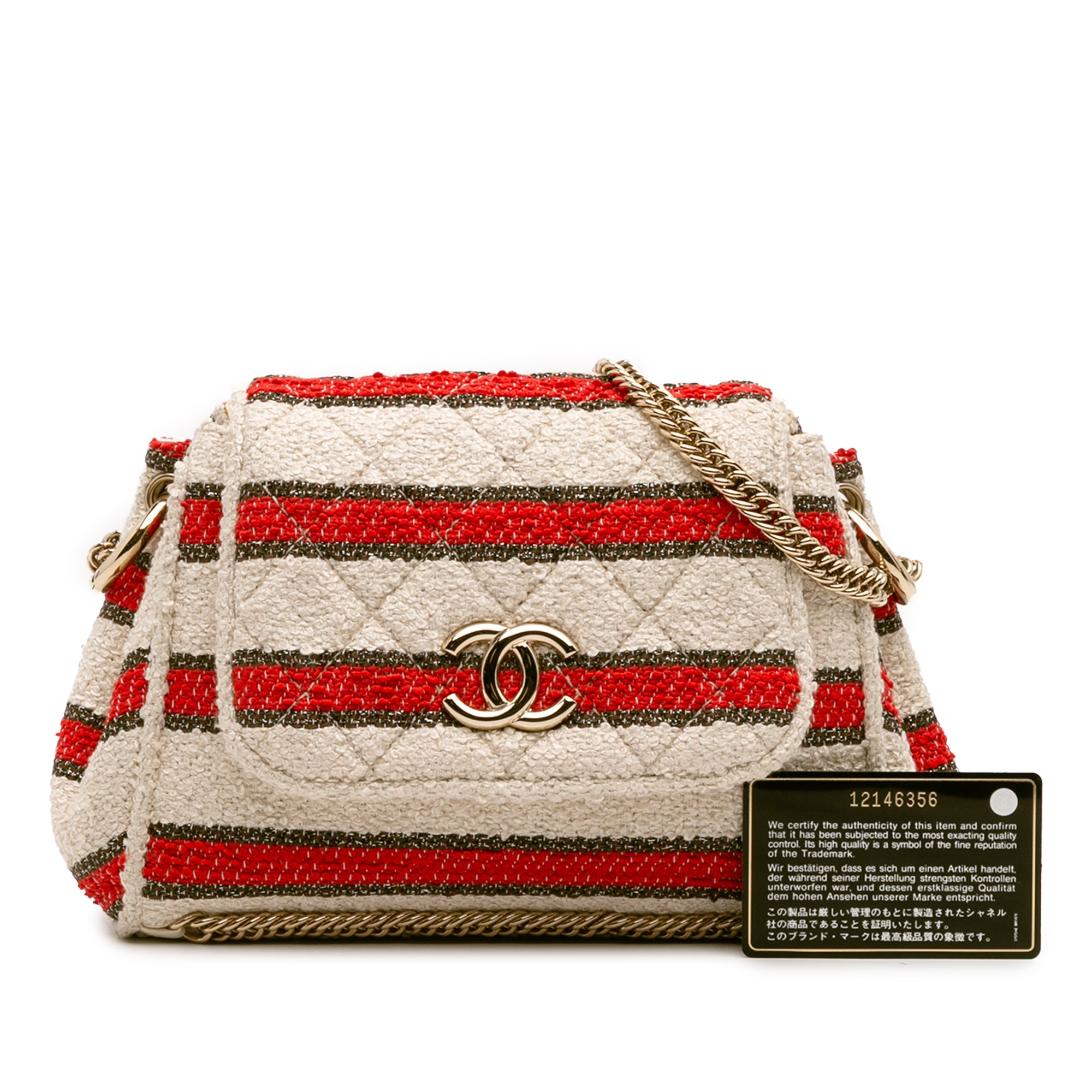 CC Quilted Tweed Striped Single Flap