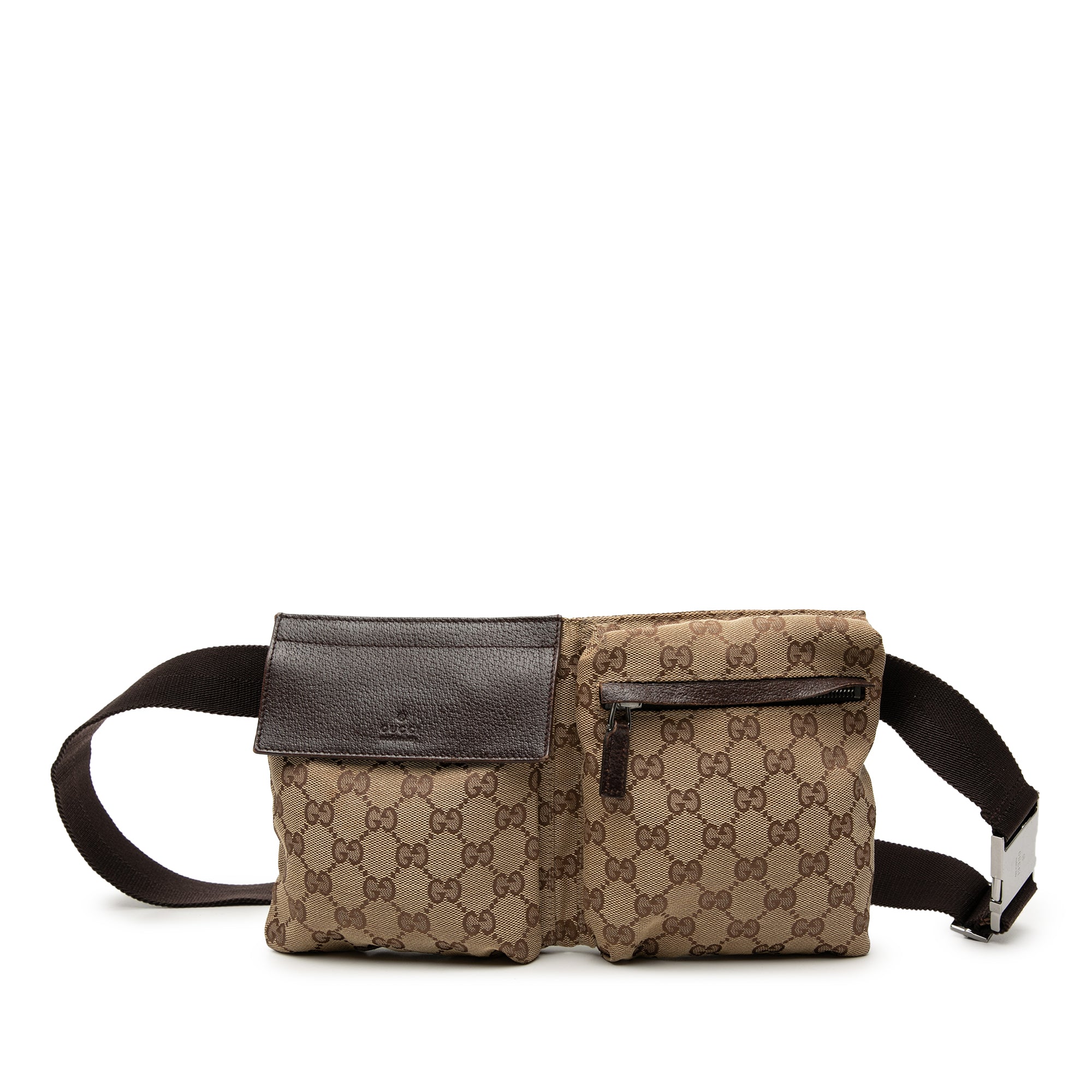 GG Canvas Double Pocket Belt Bag
