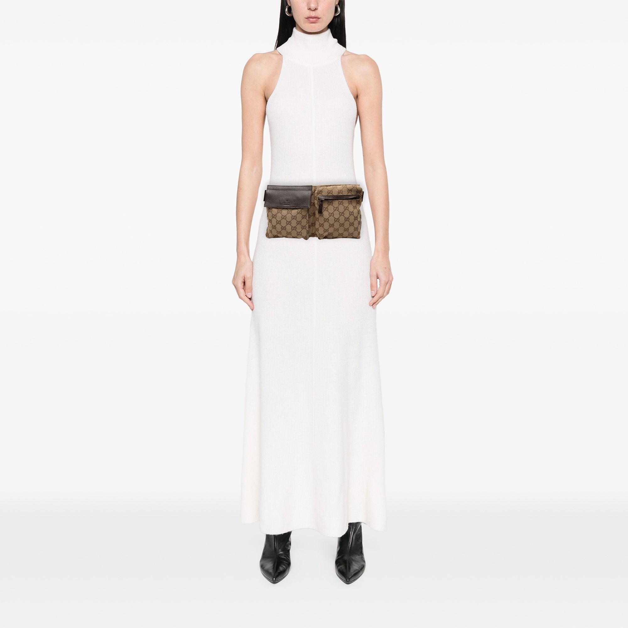 GG Canvas Double Pocket Belt Bag