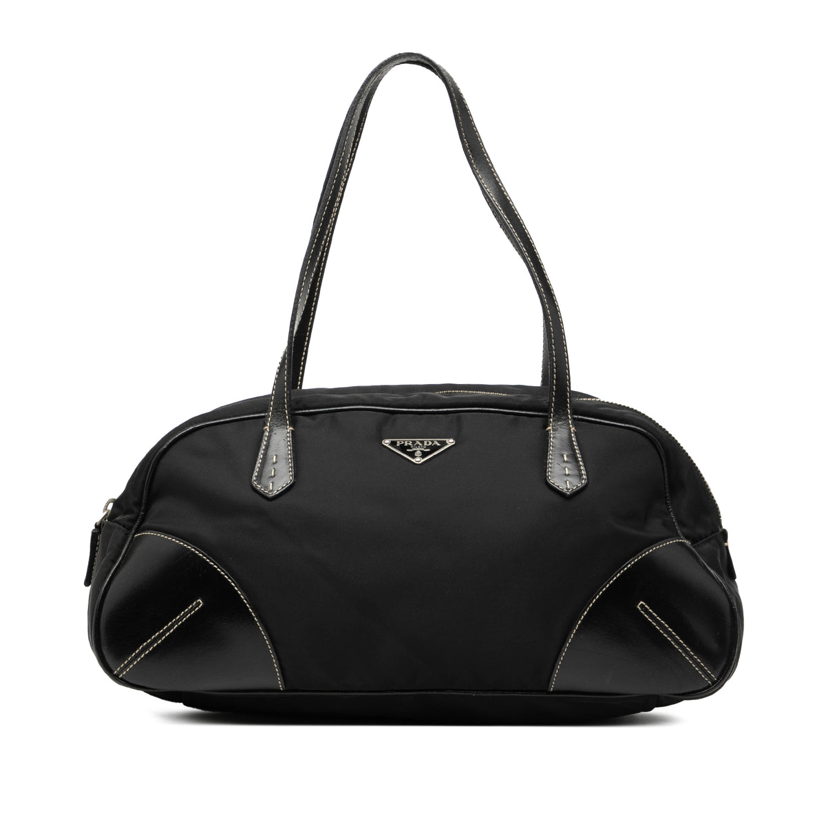 Vitello Trimmed Tessuto Handbag